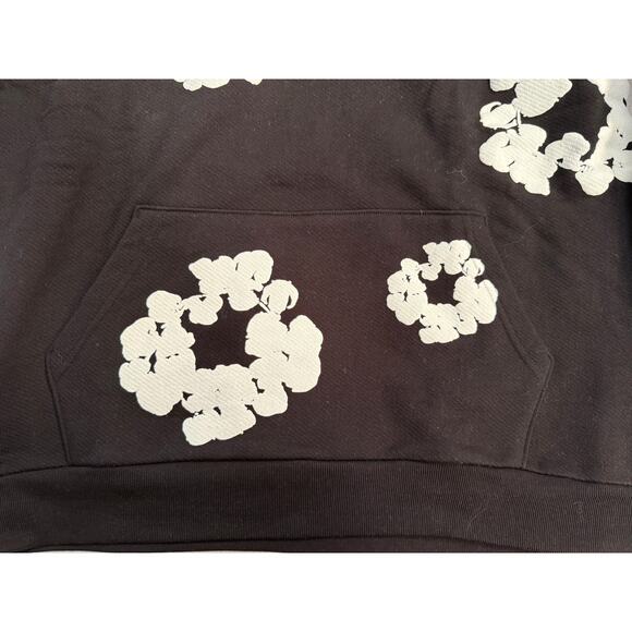 Denim Tears Hoodie Mens Sz Medium Black Cotton Wreath Streetwear 100% AUTHENTIC - Picture 12 of 12